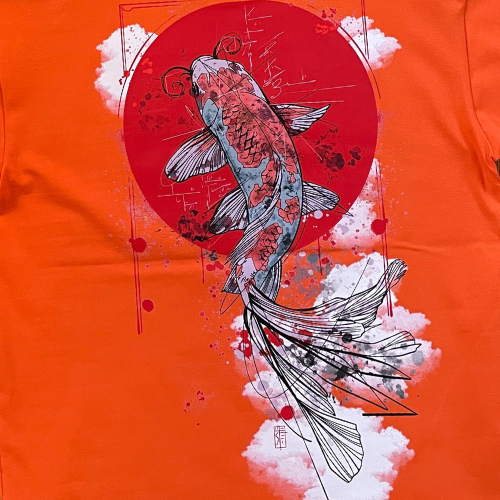T-shirt SKKARABE.E Orange – Œuvre “KOÏ"