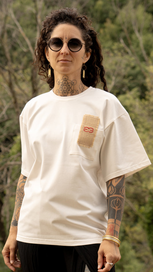 T-shirt SKKARABE.E blanc – Œuvre “SAMOURAÏ"