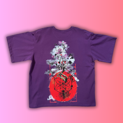T-shirt SKKARABE.E Violet – Œuvre “SAKURA"