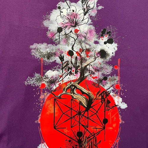 T-shirt SKKARABE.E Violet – Œuvre “SAKURA"