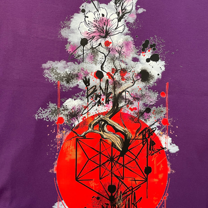 T-shirt SKKARABE.E Violet – Œuvre “SAKURA"