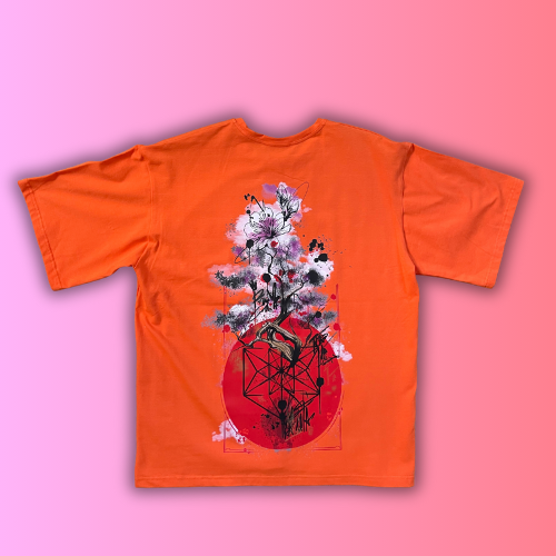 T-shirt SKKARABE.E Orange – Œuvre “SAKURA"