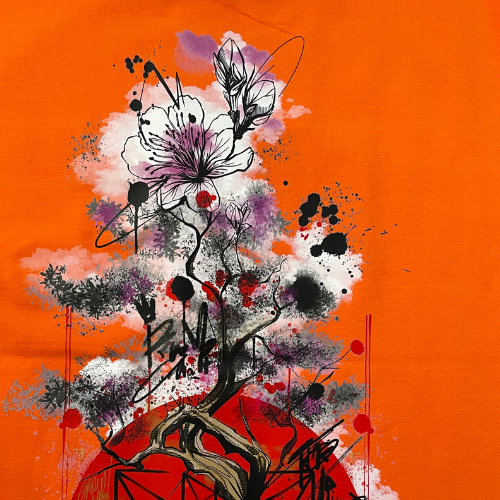 T-shirt SKKARABE.E Orange – Œuvre “SAKURA"