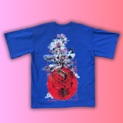 T-shirt SKKARABE.E Bleu – Œuvre “SAKURA"