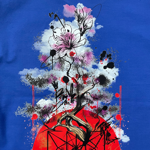 T-shirt SKKARABE.E Bleu – Œuvre “SAKURA"