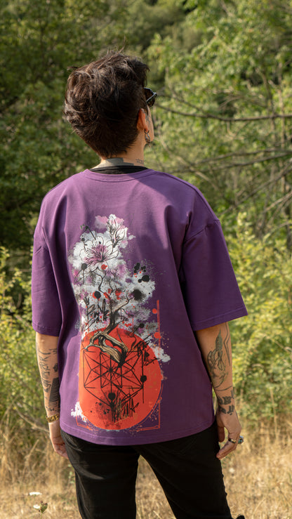 T-shirt SKKARABE.E Violet – Œuvre “SAKURA"