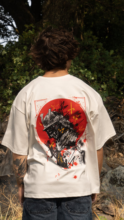 T-shirt SKKARABE.E blanc – Œuvre “SAMOURAÏ"