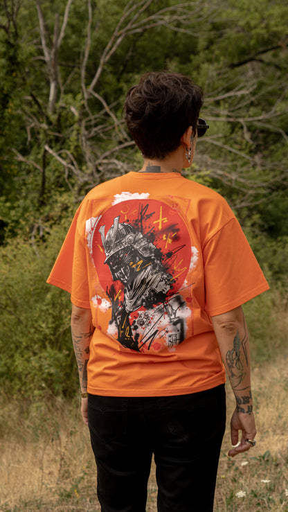 T-shirt SKKARABE.E Orange – Œuvre “SAMOURAÏ"