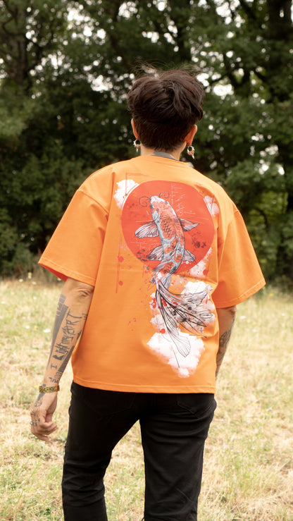 T-shirt SKKARABE.E Orange – Œuvre “KOÏ"